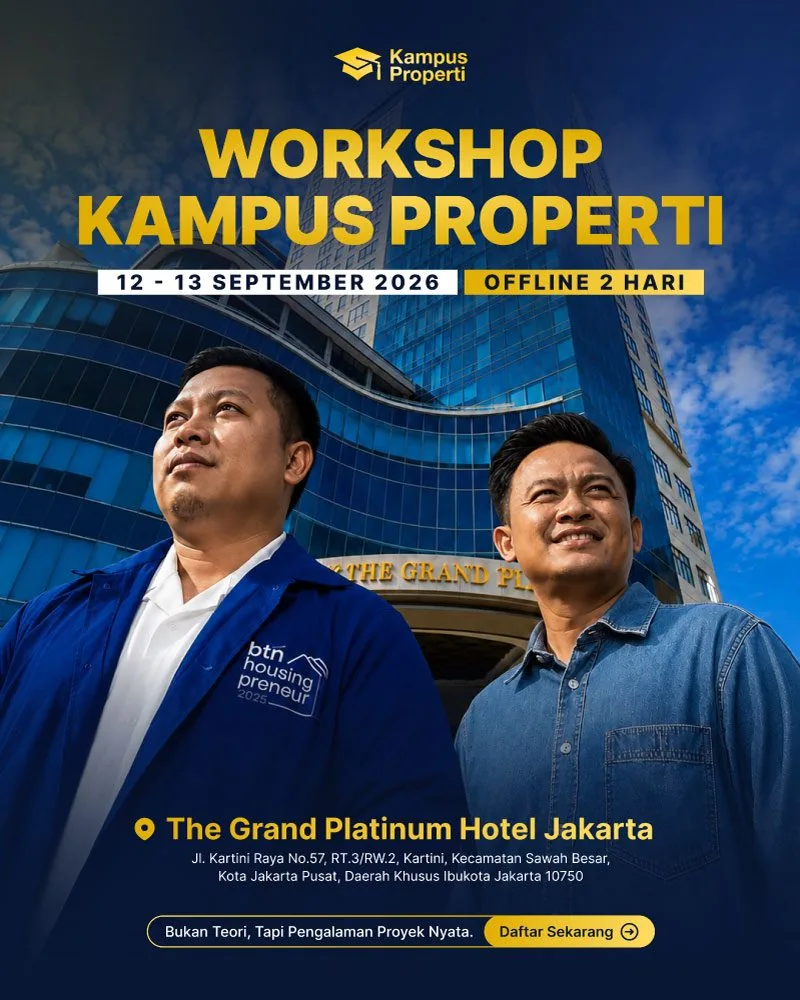 Poster Workshop Kampus Properti — 12 dan 13 September 2026 di The Grand Platinum Hotel Jakarta
